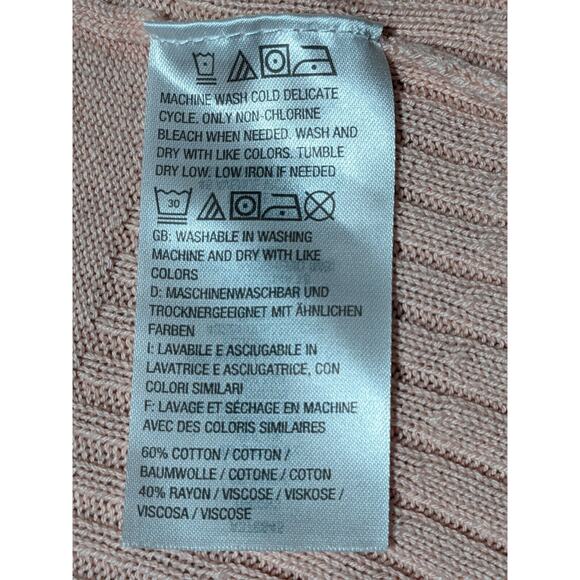 Isaac Mizrahi Live! Open Front Cardigan Sweater Women Size M Pink Flutter Hem - Picture 10 of 13